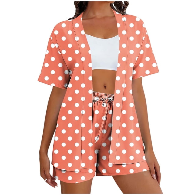 Mujeres largo cardigan con bolsillos estilo de moda suelto no posicionamiento impreso manga corta y pantalones cortos conjunto de bolsillo sudadera y pantalones conjunto para mujeres