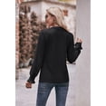 thumbnail image 4 of Autumn women's solid color T-shirt hole V-neck long sleeve umbrella sleeve top, 4 of 5