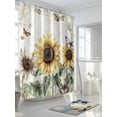 thumbnail image 3 of Shower Curtain Yellow Sunflower Shower Curtains for Bathroom, Waterproof Polyester Shower Curtain Set with Hooks, Standard Size 72" x 72" Retro Flower Butterfly, 3 of 6