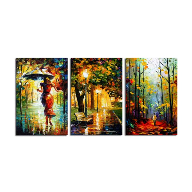 Moyic 3 paneles de impresión romántica abstracta en poliéster, pintura de acuarela, arte de pared moderno, decoración del hogar Artesanía