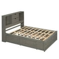 thumbnail image 5 of Harper & Bright Designs Queen Size Bed Frame with Storage Headboard and 8 Drawers, Solid Wood Platform Bed with Storage Shelves, Gray, 5 of 11