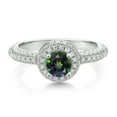 thumbnail image 2 of Gem Stone King 925 Sterling Silver Green Mystic Topaz and White Moissanite Engagement Ring for Women (1.11 Cttw, Round 5MM, Available in Size 5, 6, 7, 8, 9), 2 of 6