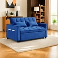 thumbnail image 3 of Resenkos Sleeper Sectional Sofa Flannel Couch Pull-Out Bed and Adjustable Backrest, Blue, 3 of 10
