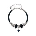 thumbnail image 2 of Delight Jewelry Silvertone Mini Two Sided Blue Heart Aunt Celtic Knot Leather Bead Bracelet, 7"+2" Extender, 2 of 4