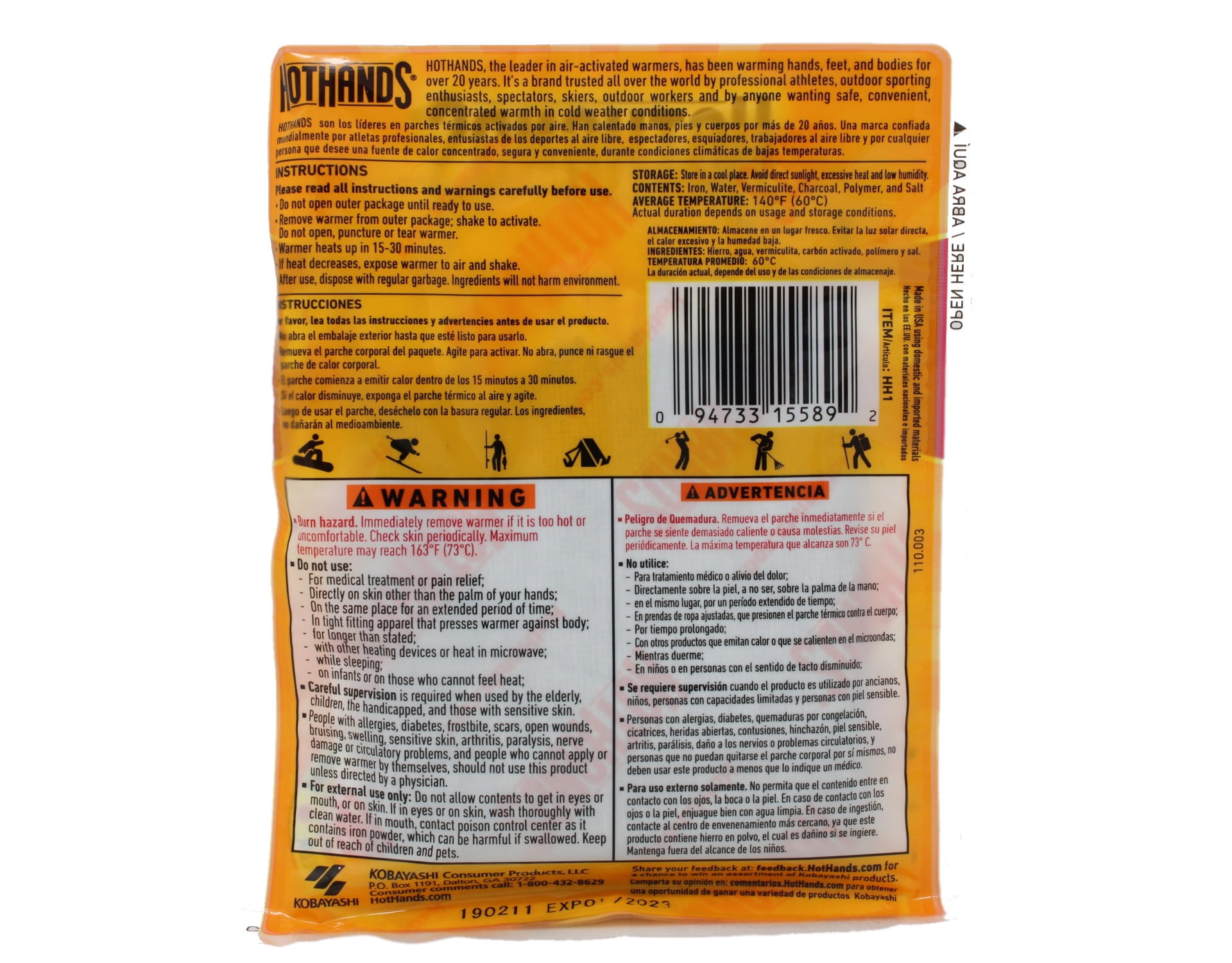 HotHands Super Warmer, Larger Size, Ready to Use, Air Activated, Safe Natural Heat, Up to 18 Hours of Heat, Case of 40 Pouches (1 Super Warmer per Pouch)