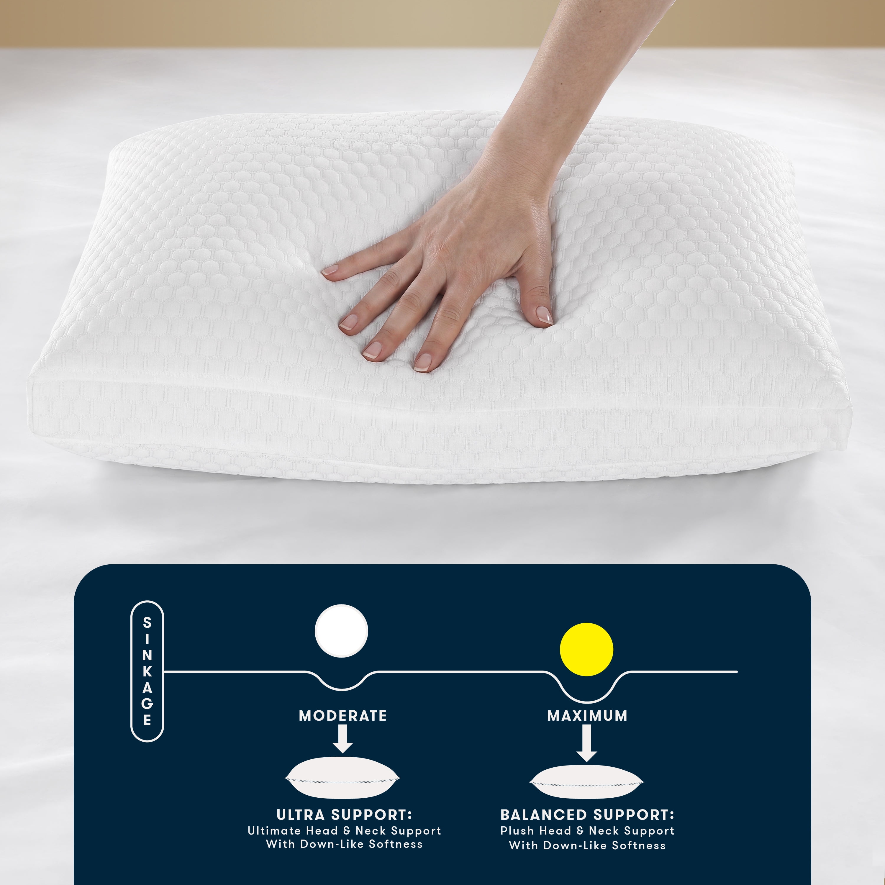 Sertapedic Chill Nites Cooling Balanced Support Pillow, Standard/Queen