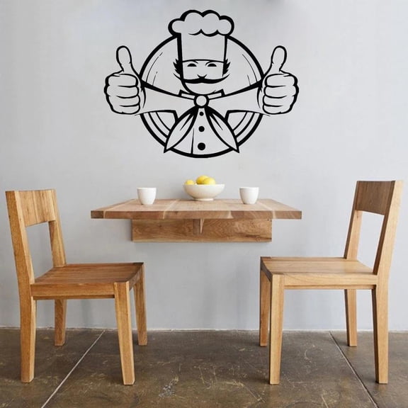Vinyl Decor For Kitchen Cook Restaurant Chef Wall Sticker Removable Kitchen Wall Art Mural Home Decors Wall Decals Sign 42x32cm