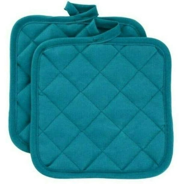 Pot Holders 7" Square Solid Color (Pack of 2) Teal Pot Holders For