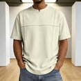 thumbnail image 2 of FRSASU Men's Crew Neck Basic Oversized Tshirts Half Sleeve Plain Loose Fit Summer Pullover Tops Beige, 2 of 9