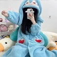thumbnail image 2 of Pijama largo de felpa con capucha para mujer, ropa de casa Kawaii Hatsune Miku, bata bonita, Pijama largo de felpa, regalo, pijama informal Suelto, 2 of 4