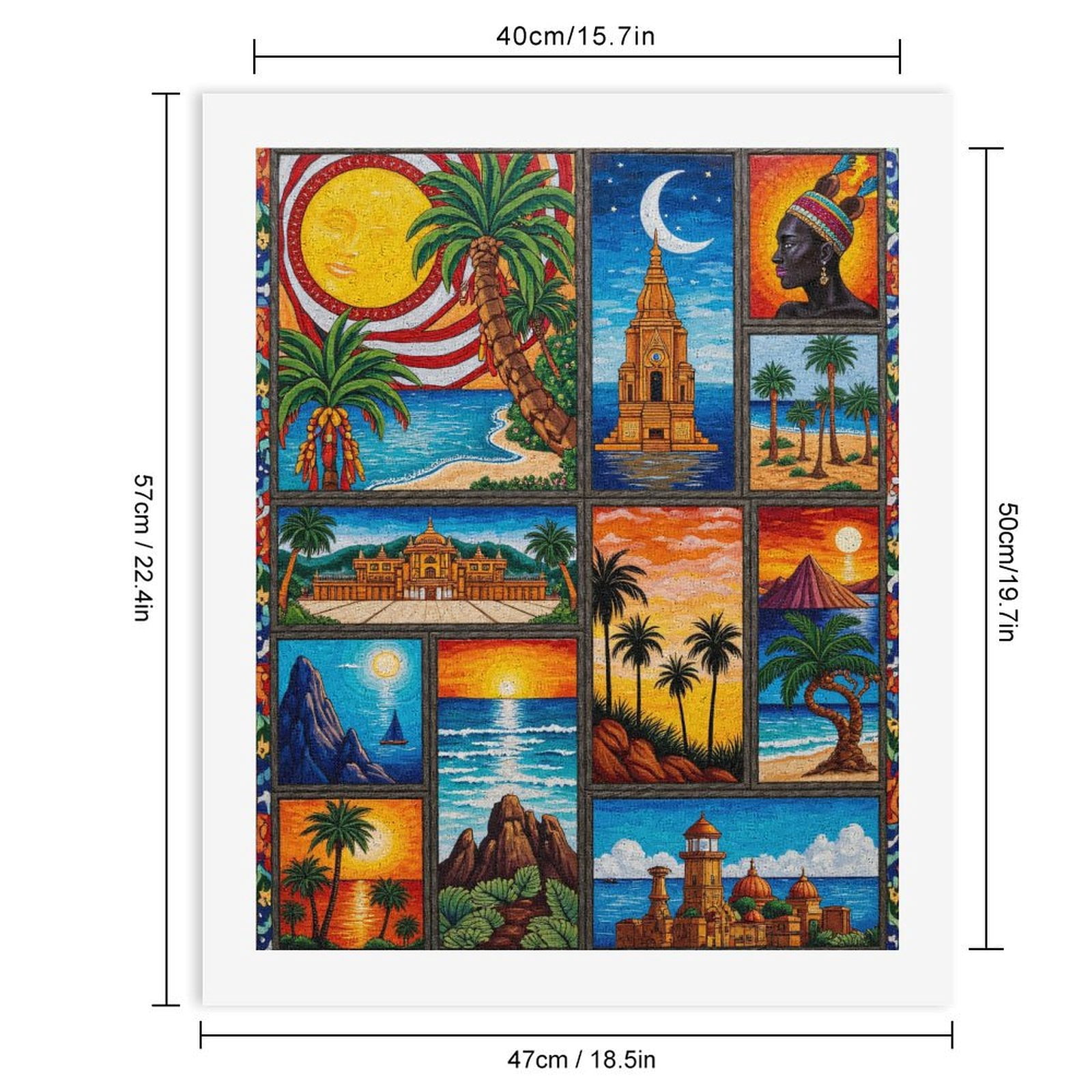 Paint by Numbers Kit for Adults, Tropical Sunset Mosaic Art Paint by Numbers, Easy Paint by Numbers Kit for Adults Beginner, DIY Adult Paint by Number Kits on Canvas, 12x16in Home Decor