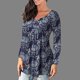 thumbnail image 1 of ICHUANYI Clearance Women Loose Casual Button Printed Large Long Sleeved Top(Navy, XXL) ICHUANYI WER2023081513212, 1 of 6