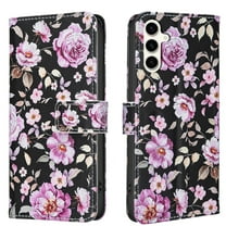 ELEHOLD Flip Wallet Phone Case For Samsung Galaxy A36 5G, Cute Butterfly Floral PU Leather Elegant Folio Design Card Slots, Kickstand  Magnetic ClosureShockproof Case Cover ,E