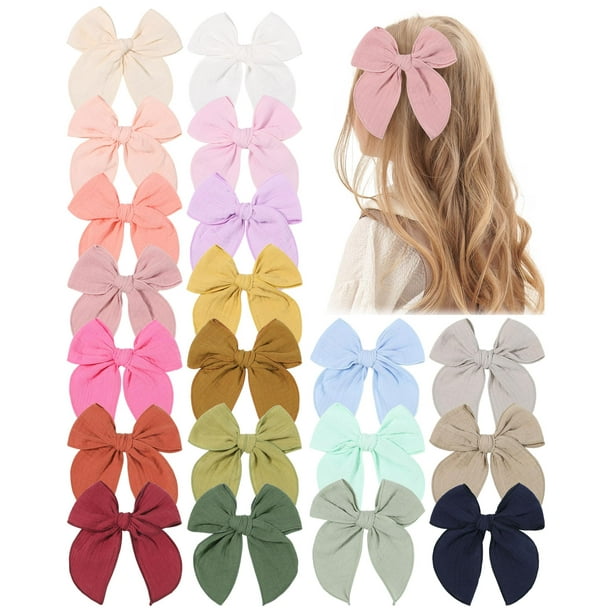 Pinzas para el cabello Doboi de 5.5 pulgadas para bebés y niñas, 20 unidades, muselina de algodón