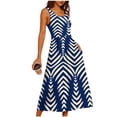 thumbnail image 2 of Tqyyweavej Summer Dresses for Women Print Sleeveless Strap Midi Dress Cinched Color Block Casual Beach Vacation Dress Size S to 2XL, 2 of 6