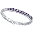 thumbnail image 4 of CHOOSE YOUR COLOR Thin Simulated Amethyst Promise Ring .925 Sterling Silver Ball Bead Band Purple CZ Female Size 10, 4 of 4