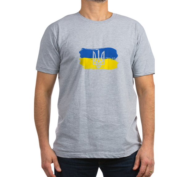 CafePress - I Stand With Ukraine Flag Emblem Map Patri T Shirt - Men's Fitted T-Shirt