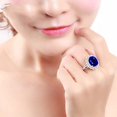 thumbnail image 7 of Uloveido Womens Platinum Plated Oval Blue CZ Ring Adjustable, Simulated Sapphire Rings Wedding Promise (Blue), 7 of 7
