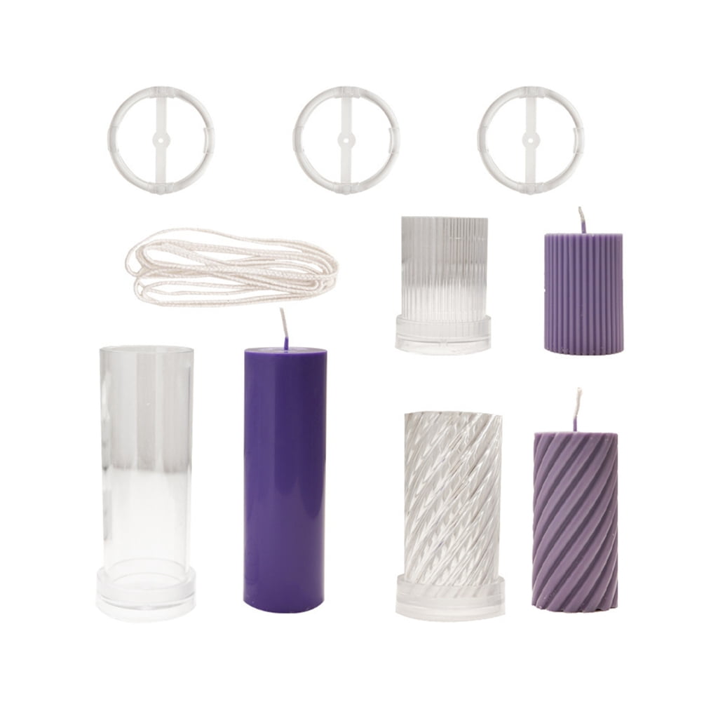 DIY Round Fine Tooth Cylindrical Candle Plastic Mold Striped Candle Acrylic Mold Candle Making Set Mold