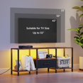 thumbnail image 6 of TV Stand with LED Lights, Entertainment Center with Open Shelves and Fabric Drawer, Media Console for 55 Inch TV, Television Stands, Living Room Furniture, Bedroom, Rustic Brown, 6 of 14