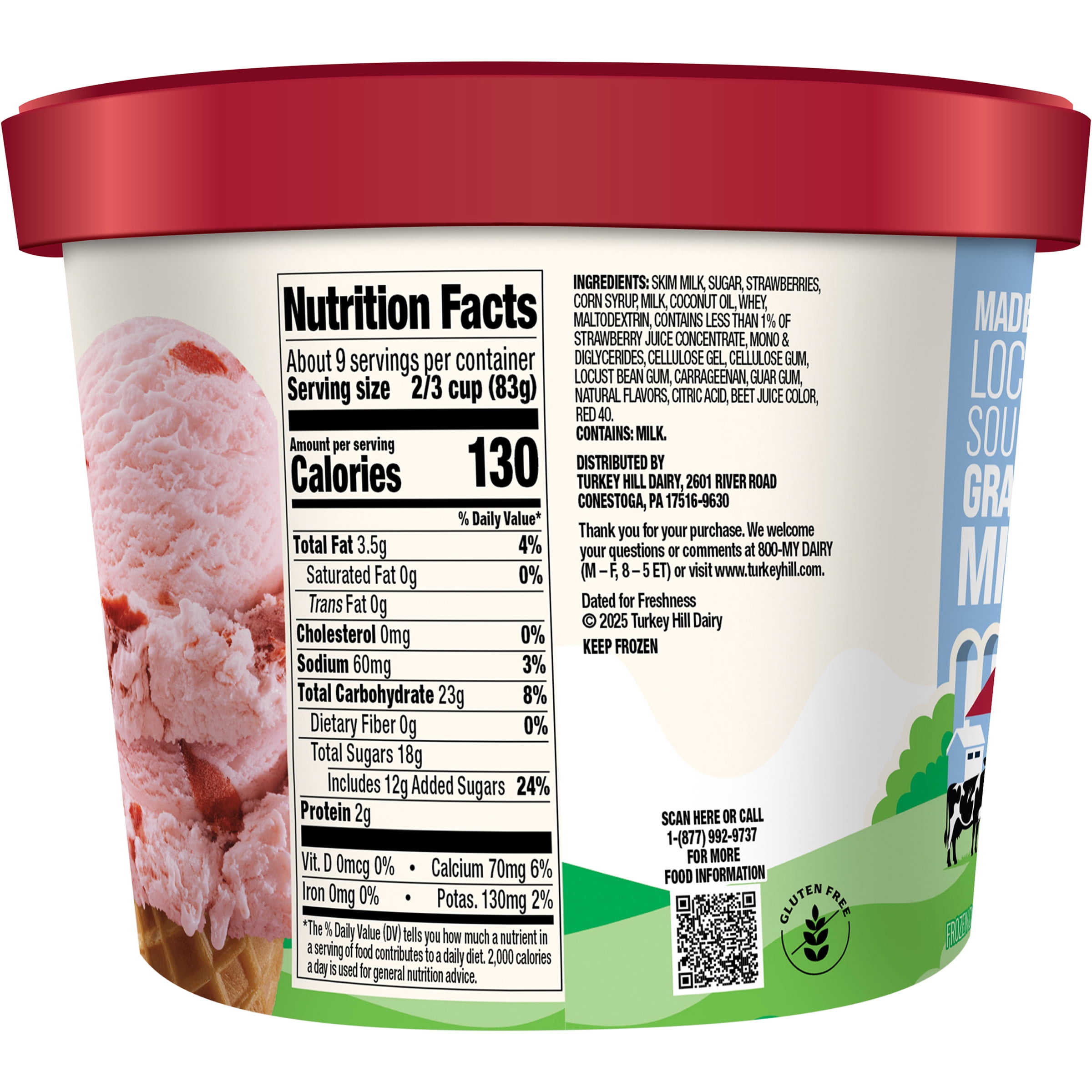 Turkey Hill Strawberries N Cream Premium Ice Cream, 46 fl oz