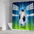 thumbnail image 2 of 4 Pieces Football Shower Curtains with Non-Slip MatGlobes, Toilet Lid and Bath Mat, Vintage Waterproof Bathroom Shower Curtain with 12 Hooks, 2 of 3