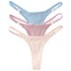 thumbnail image 3 of Tanga Sexy de algodón para mujer, bragas de cintura baja, ropa interior lisa a rayas, lencería íntima cómoda, 3 piezas, 3 of 5