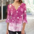 thumbnail image 2 of Camisetas con Cuello en V Mujeres Moda Impresa 3/4 Mangas Blusa, Top Cómodo Casual para el Hogar Y Diario, 2 of 5