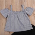 thumbnail image 7 of Douhoow 1-6 Years Girls Short Sleeve Off Shoulder Stripe Tops+Pants Kids 2Pcs Summer Clothes Set, 7 of 7