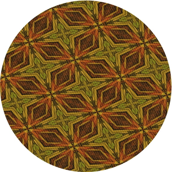Ahgly Company Machine Washable Indoor Round Transitional Sedona Brown Area Rugs, 3' Round