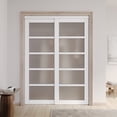 thumbnail image 2 of 60" x 80" White Primed 5-Lite Tempered Frosted Glass Sliding Door With Hardware Kit, 2 of 8