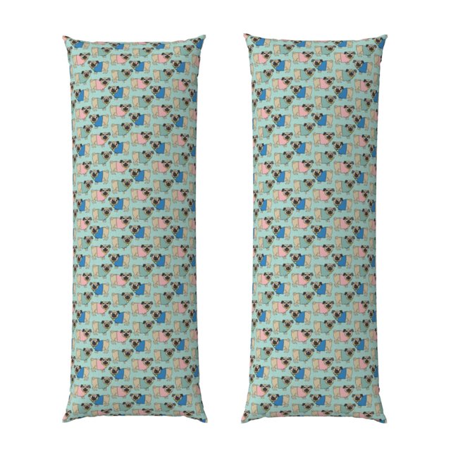 Fotbe Colorful Pugs Funda para Almohada Corporal con Diseño, Funda de Microfibra Ultrasuave de 20x54 Pulgadas, Ropa de Cama Elegante