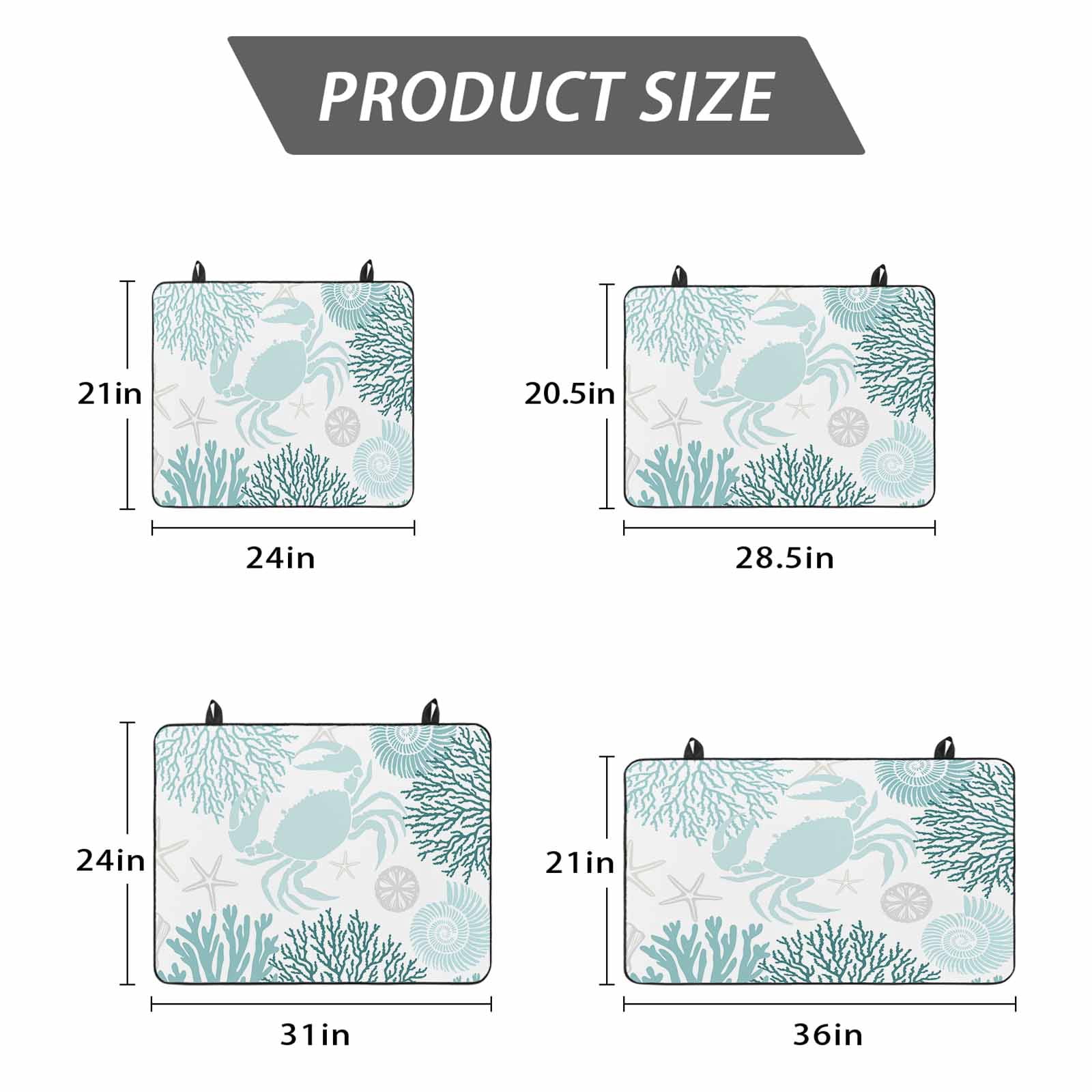 Teal Green Crab Coastal Stove Top Cover for Electric Stove, Heat-proof & Non Slip Glass Top Stove Cover Protector, Summer Coral Nautical Kitchen Flat Cooktop Rubber Mat 24x21 Inches