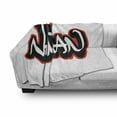 thumbnail image 3 of Nathan Soft Flannel Fleece Throw Blanket, Boys Name Graffito Wall Writing Design for Men Doodle Style, Cozy Plush for Indoor and Outdoor Use, 60" x 80", Vermilion White, by Ambesonne, 3 of 6