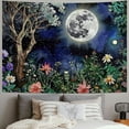 thumbnail image 2 of PRATYUS Aesthetic Moon Garden Tapestry Wall Hanging, Night Landscape with Colorful Plants Floral Tapestries for Bedroom Home Decor Painting, 2 of 6