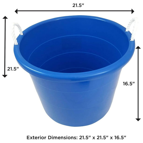 Homz 18 Gal Plastic Open Storage Round Utility Tub with Handles 2 Pack