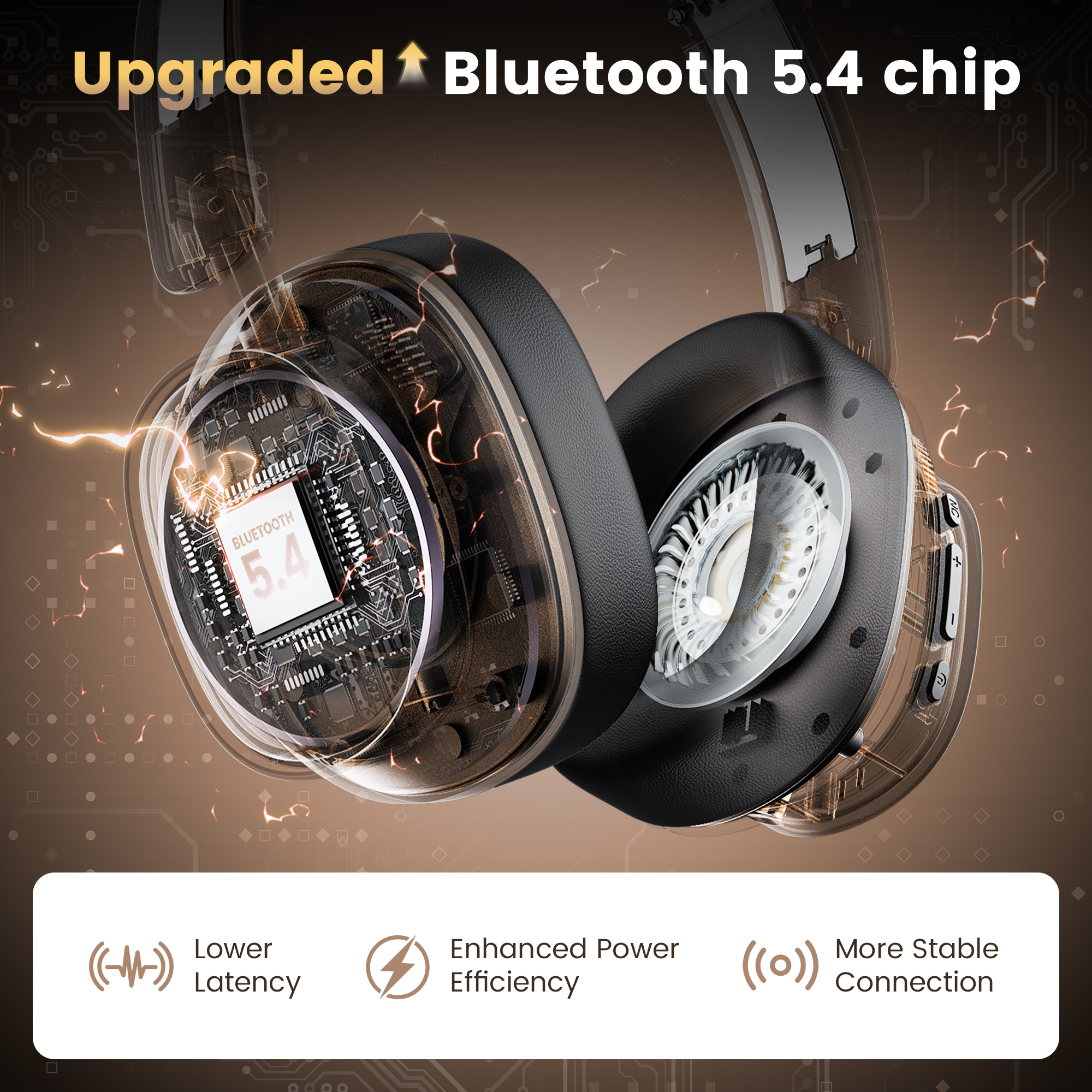 Trigiz Wireless ANC Over-Ear Headphones, 78H Battery, Black photo 5