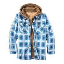 Edvintorg Men's Sherpa Lined Full Zip Hooded Plaid Shirt Jacket Casual Plus Size Men Clothes Long Sleeve Warm Fall Winter Outwear