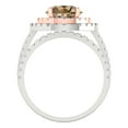 thumbnail image 4 of 2.68 ct Brilliant Round Cut Champagne 18K White/Rose Gold Halo Solitaire with Accents Engagement Bridal Wedding Ring Band Set size 11, 4 of 7