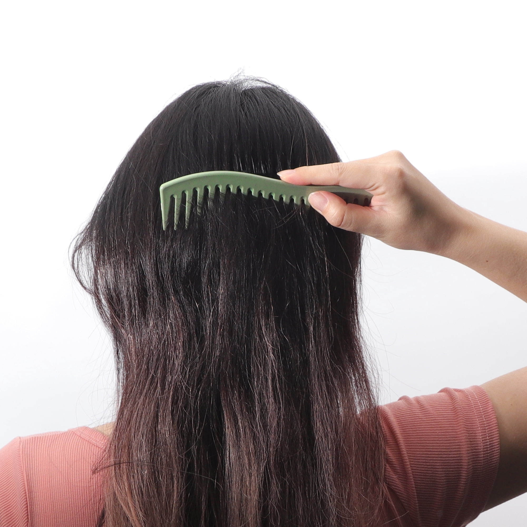 Unique Bargains 1 Pc Women S Shaped Wide Tooth Straightening Comb for Curly Hair Green