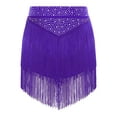 thumbnail image 2 of iiniim Women Latin Jazz Modern Dance Rhinestone Tassel Skirts Figure Skating Costumes Purple L, 2 of 5