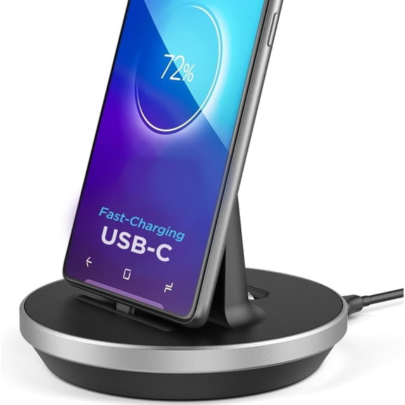 Desktop Charging Stand for USB-C Phone and Tablets, Adjustable Case-Friendly Dock Station Charger, Super Fast Charge Compatible (Wired Type-C)