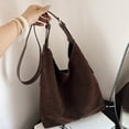 thumbnail image 3 of HUISZJ Retro Suede Shoulder Bag, PU Leather Slouchy Handbag, Large Capacity Tote Bag for Women Travel Work (Coffee), 3 of 10