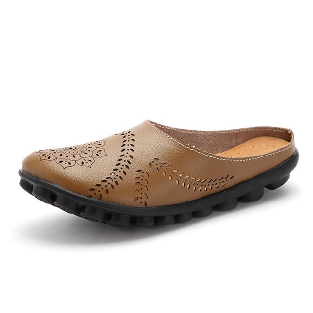 Zapatos de mujer Color sólido Retro ahuecado tallado tacón plano moda cómodas sandalias casuales zapatillas Wmkox8yii hj789