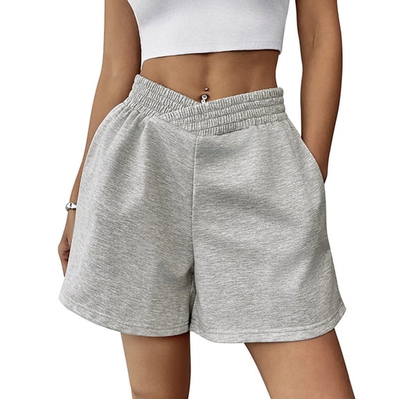LWavelet Women's Relaxed Fit Sweat Shorts Elastic Waist Casual Summer Shorts Light Gray S,M,L,XL