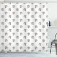 thumbnail image 1 of Elephant Shower Curtain, Nursery Pattern Depiction of Circus Elephants Balancing on Ball, Fabric Bathroom Set with Hooks, 69W X 84L Inches Extra Long, White Pale Taupe and Blush, by Ambesonne, 1 of 3
