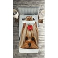 thumbnail image 3 of Ambesonne Yorkie Quilted Coverlet 2 Pcs, Lying Dog Ribbon Love, Twin Size, Pale Caramel Sand Brown, 3 of 4