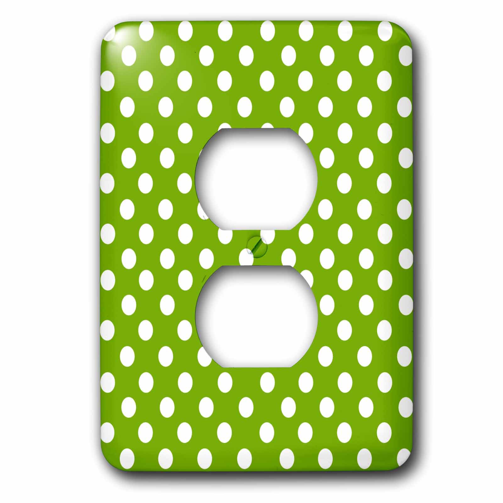 3dRose lsp_56695_6 White Polka Dots on Green Retro 1950S Vintage Style Dot Pattern 2 Plug Outlet Cover