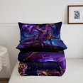 thumbnail image 5 of Manfei Purple Dragon Animals Full Size Comforter Sets,Gothic Cloud Starry Sky Bedding Comforter Set,Black Reversible,3-Piece,1 Comforter and 2 Pillowcases, 5 of 7