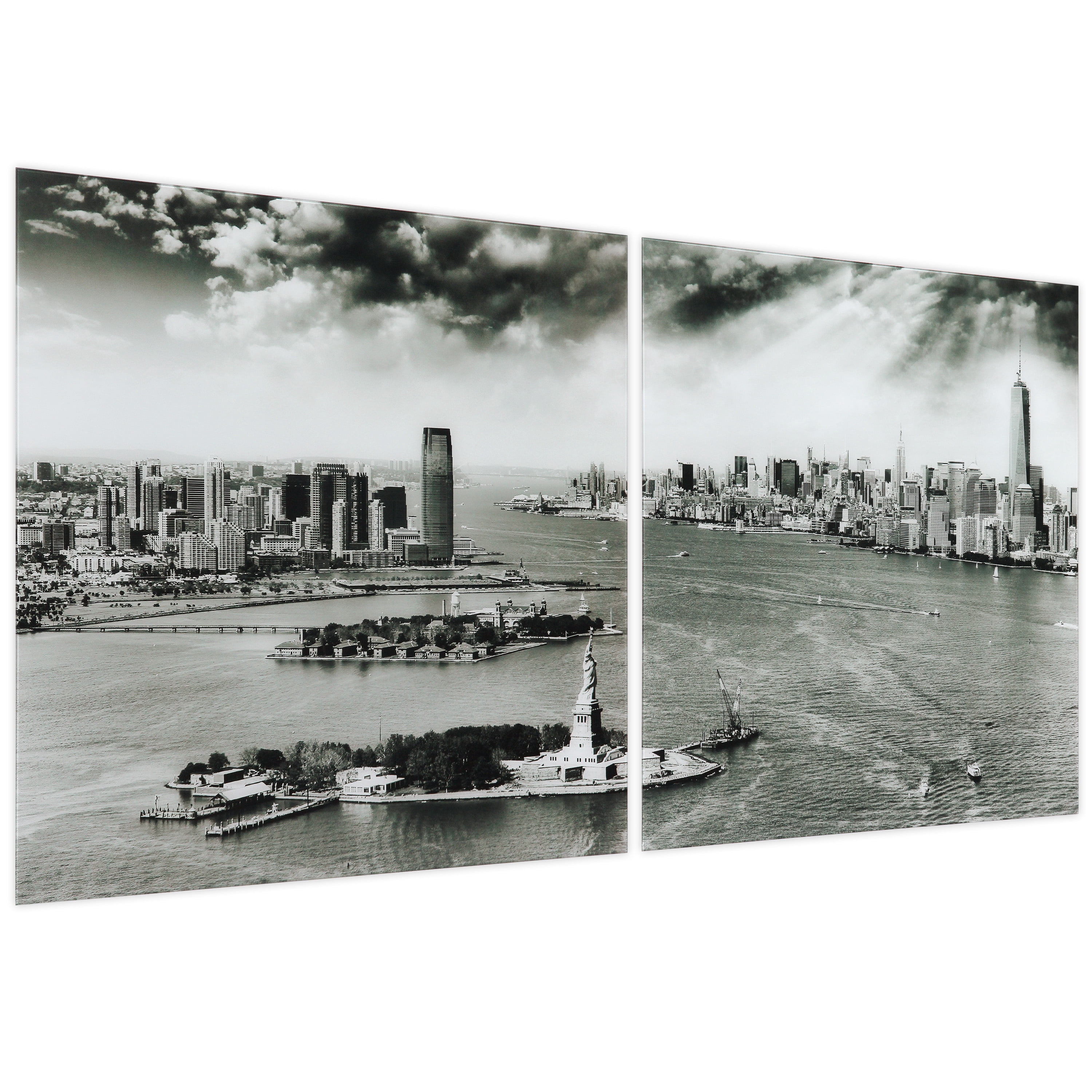 Empire Art Direct New York Skyline A & B Frameless Free Floating Tempered Glass Panel Graphic Wall Art, 36" x 36" each, Ready to Hang
